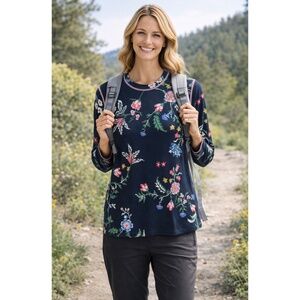 KARI TRAA FRYD LONG SLEEVE BASELAYER TOP NAVY QUICK DRY UPF 40 SUN PROTECTION LG